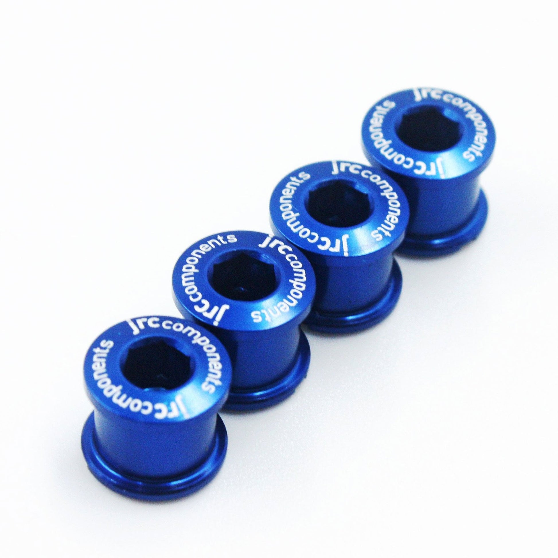 JRC Components Lightweight Bicycle Components Aluminium And Anodized Chainring Bolts Double And Triple Chainring Set Up With M8 Bolts Long And Short 4 Pack In Blue