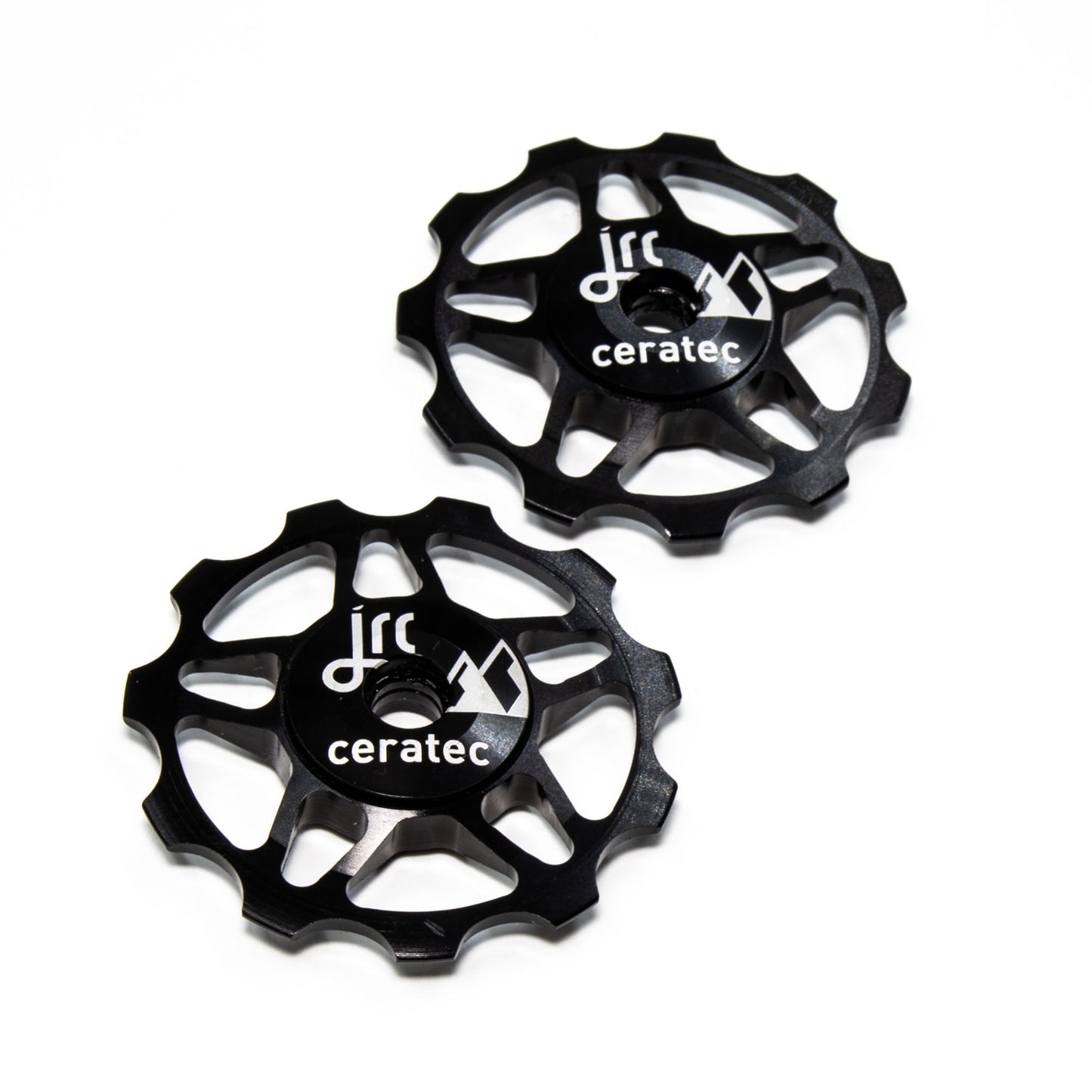 Black, lightweight aluminium 11 tooth pulley wheel set for bicycles, for Shimano SRAM and Campagnolo
