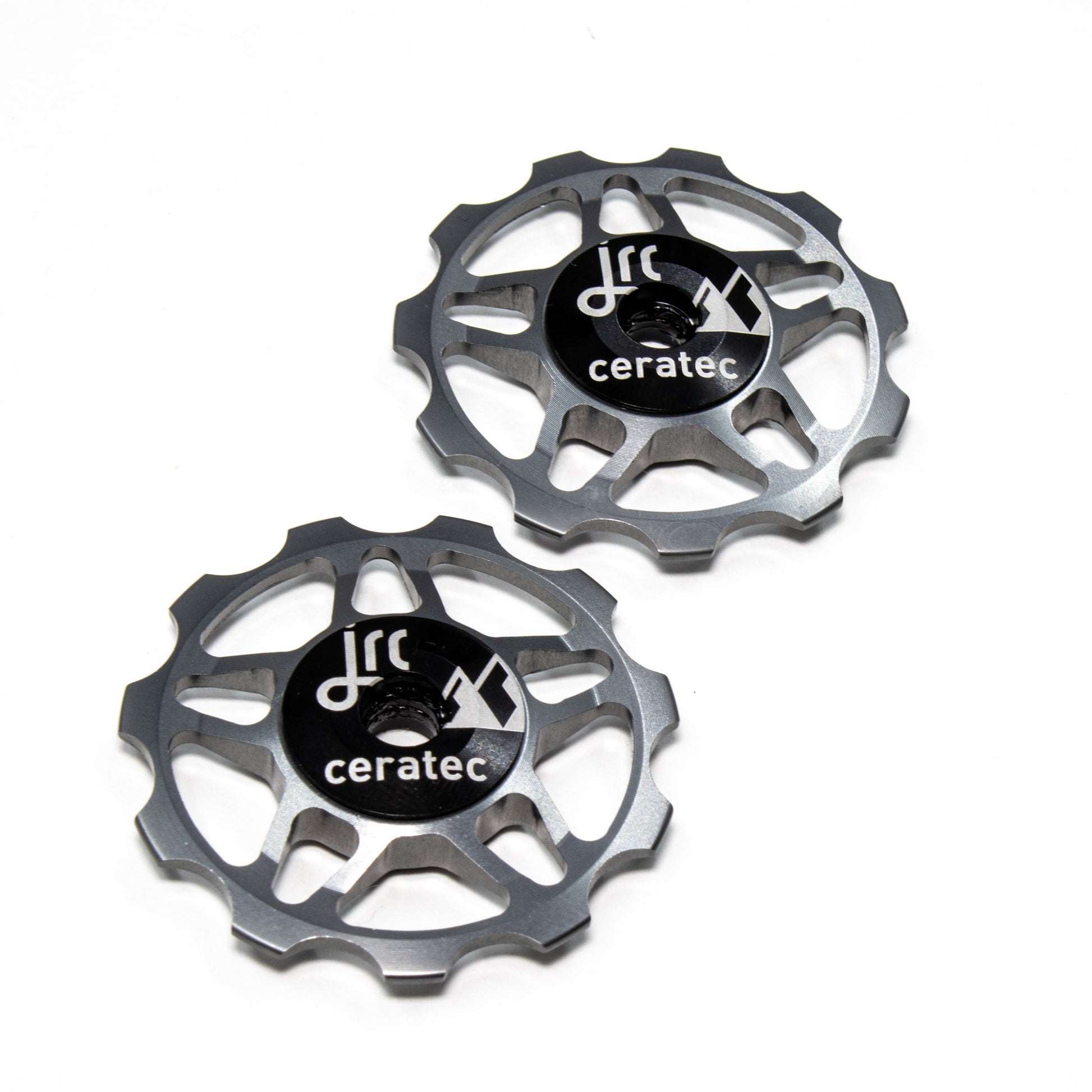 Gunmetal grey, lightweight aluminium 11 tooth pulley wheel set for bicycles, for Shimano SRAM and Campagnolo