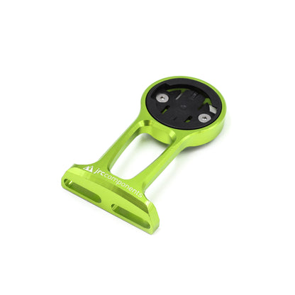 Acid green, lightweight aluminium stem out front GPS computer mount for bicycle, compatible with Wahoo 