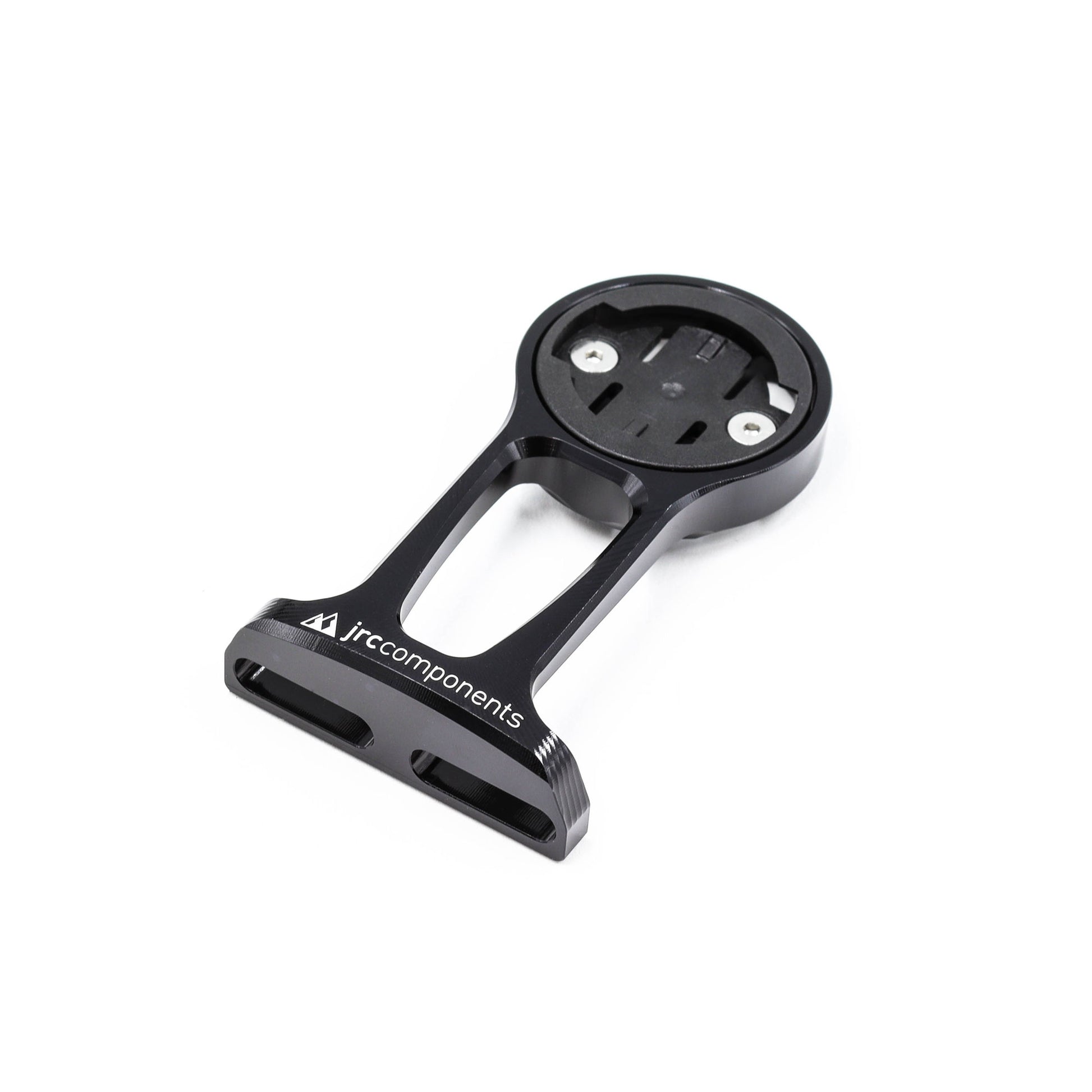 Black, lightweight, aluminium stem out front GPS computer mount for bicycle, compatible with Wahoo