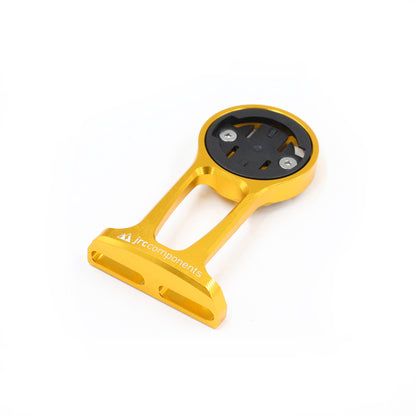 Gold, lightweight aluminium stem out front GPS computer mount for bicycle, compatible with Wahoo