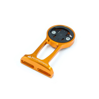 Orange, lightweight aluminium stem out front GPS computer mount for bicycle, compatible with Wahoo