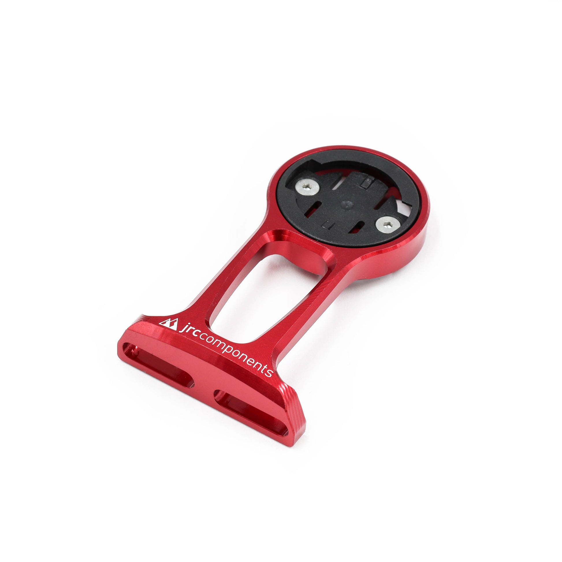 Red, lightweight aluminium stem out front GPS computer mount for bicycle, compatible with Wahoo