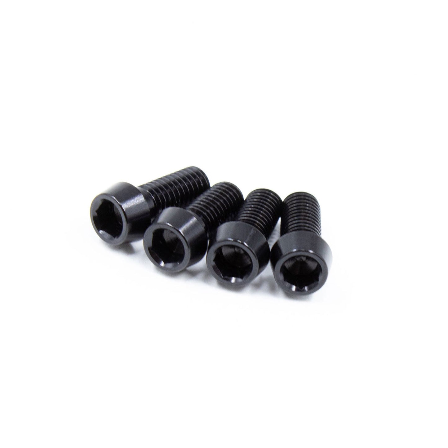 Black, ultra lightweight set of bolts for bicycle bottle cages