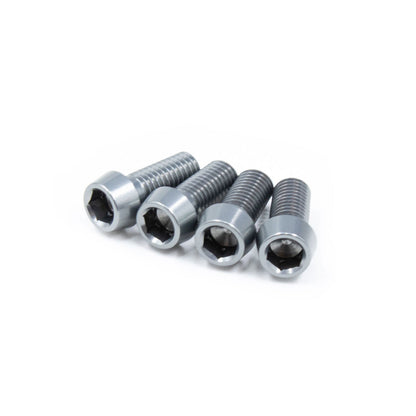 Gunmetal grey, ultra lightweight set of bolts for bicycle bottle cages