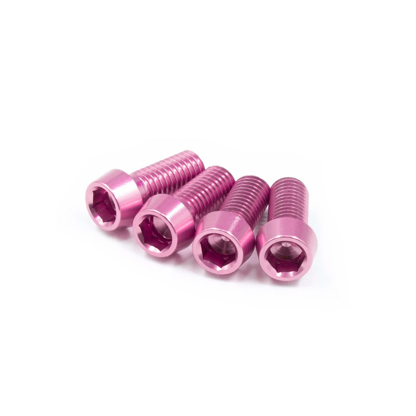 Pink, ultra lightweight set of bolts for bicycle bottle cages
