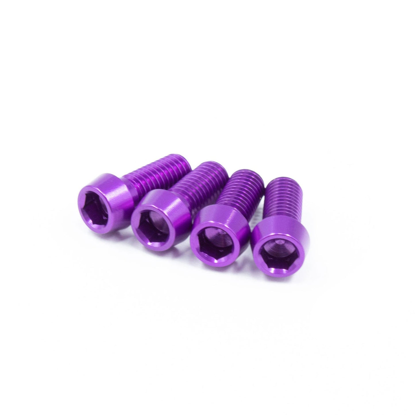 Purple, ultra lightweight set of bolts for bicycle bottle cages