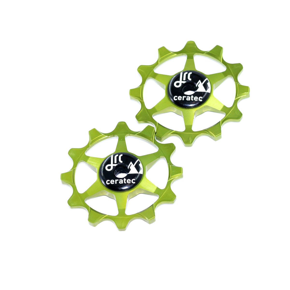 Acid green, lightweight aluminium pulley wheel set for bicycles, 12 tooth, narrow/wide, for Sram 1x Mono Systems