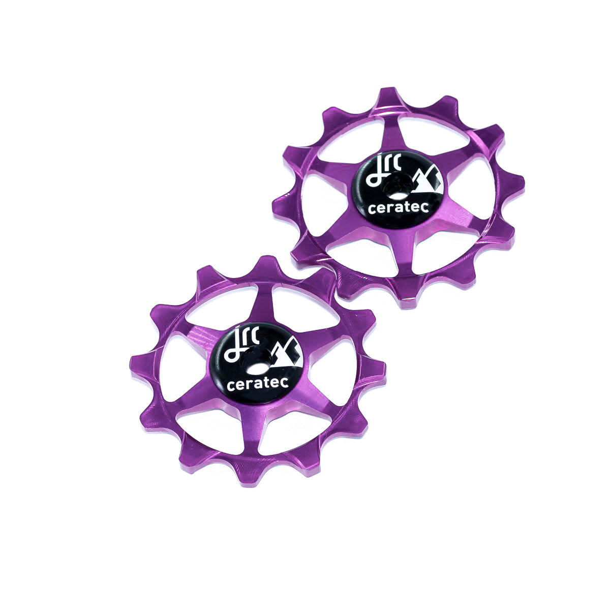 Purple, lightweight aluminium pulley wheel set for bicycles, 12 tooth, narrow/wide, for Sram 1x Mono Systems