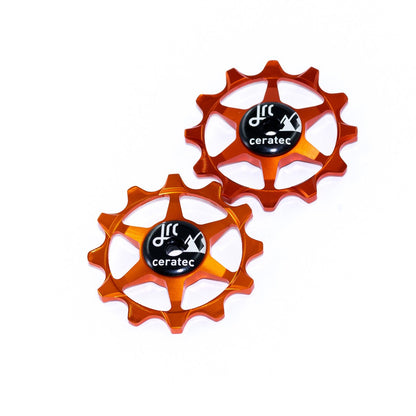 Orange, lightweight aluminium pulley wheel set for bicycles, 12 tooth, narrow/wide, for Sram 1x Mono Systems
