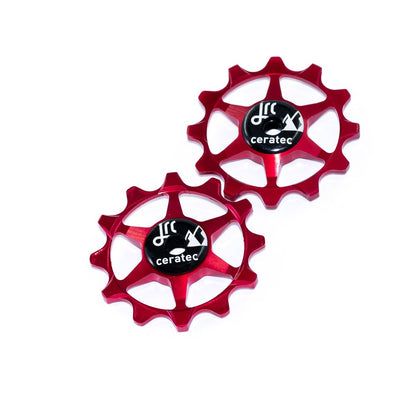 Red, lightweight aluminium pulley wheel set for bicycles, 12 tooth, narrow/wide, for Sram 1x Mono Systems
