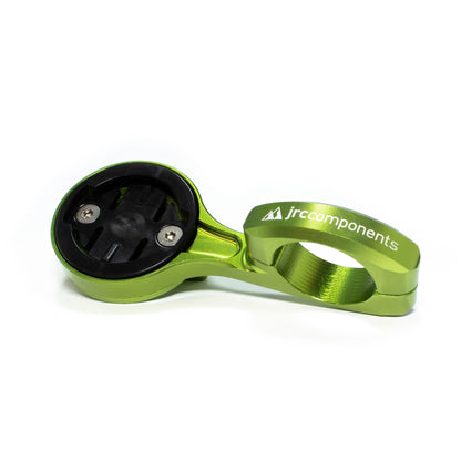 Acid green, lightweight, aluminium Garmin GPS computer mount for Time Trial and Triathlons, TT, with compact flick-switch design
