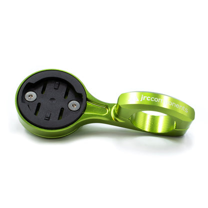 Acid green, lightweight, aluminium Wahoo GPS computer mount for Time Trial and Triathlons, TT, with compact flick-switch design