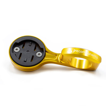 Gold, lightweight, aluminium Wahoo GPS computer mount for Time Trial and Triathlons, TT, with compact flick-switch design