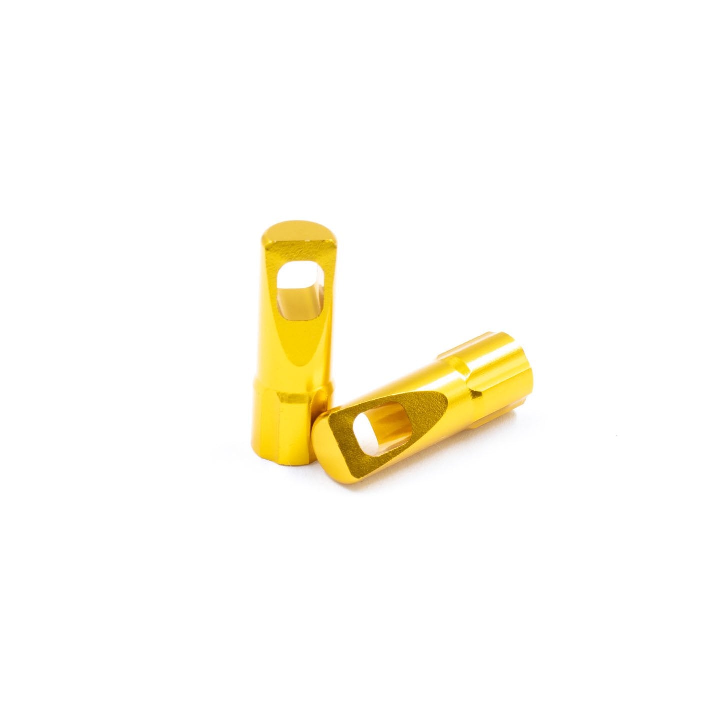 Gold, ultra-lightweight aluminium valve cap set for Presta valve types for road and mountain bikes