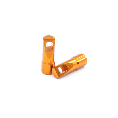 Orange, ultra-lightweight aluminium valve cap set for Presta valve types for road and mountain bikes