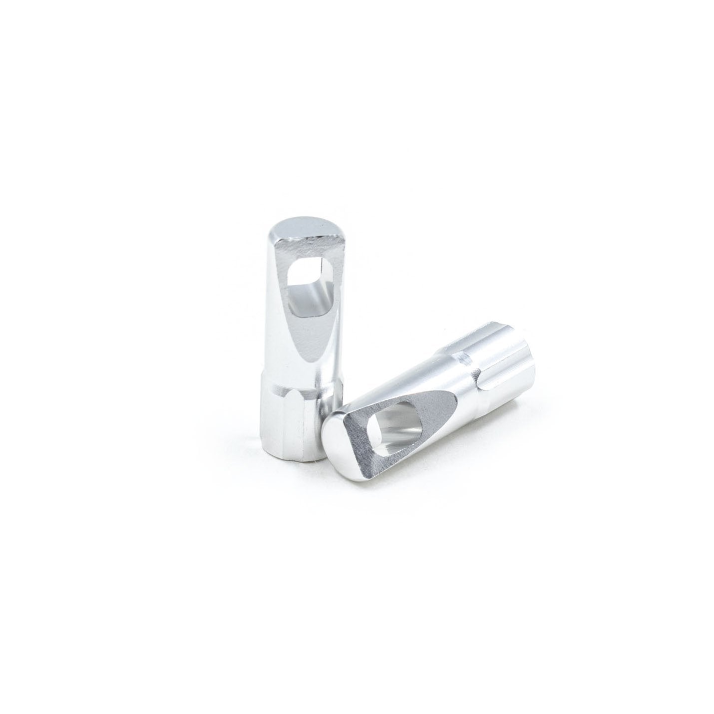 Silver, ultra-lightweight aluminium valve cap set for Presta valve types for road and mountain bikes