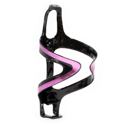 Pink, super lightweight carbon fibre bottle cages with a sleek gloss finish