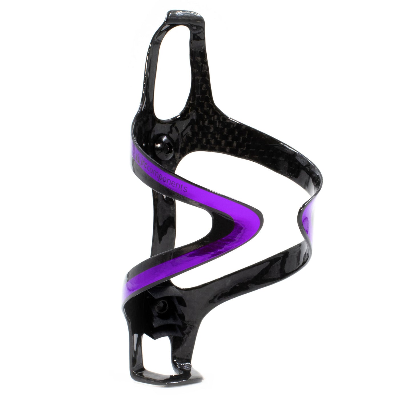 Purple, super lightweight carbon fibre bottle cages with a sleek gloss finish