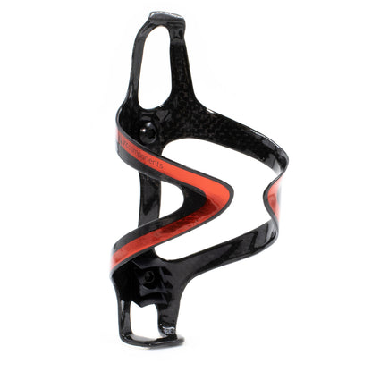 Red, super lightweight carbon fibre bottle cages with a sleek gloss finish