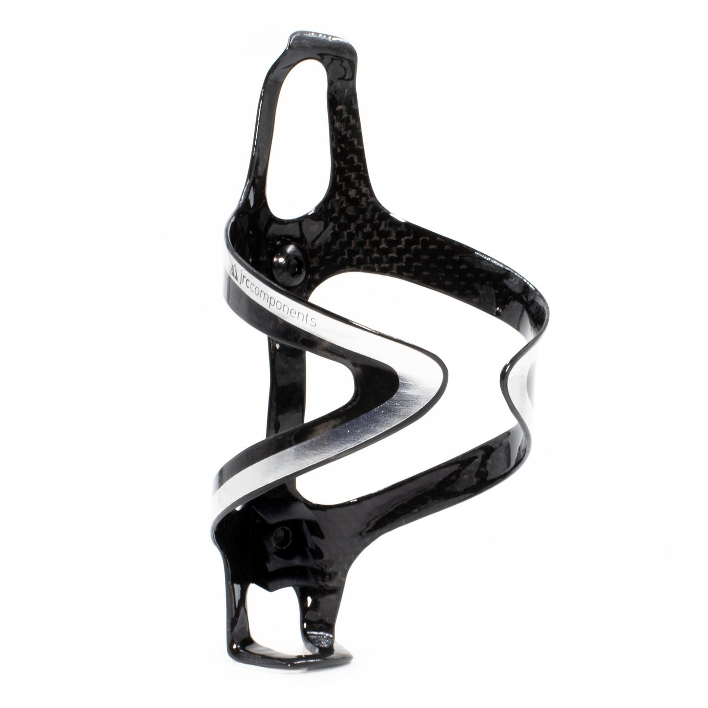 Silver, super lightweight carbon fibre bottle cages with a sleek gloss finish