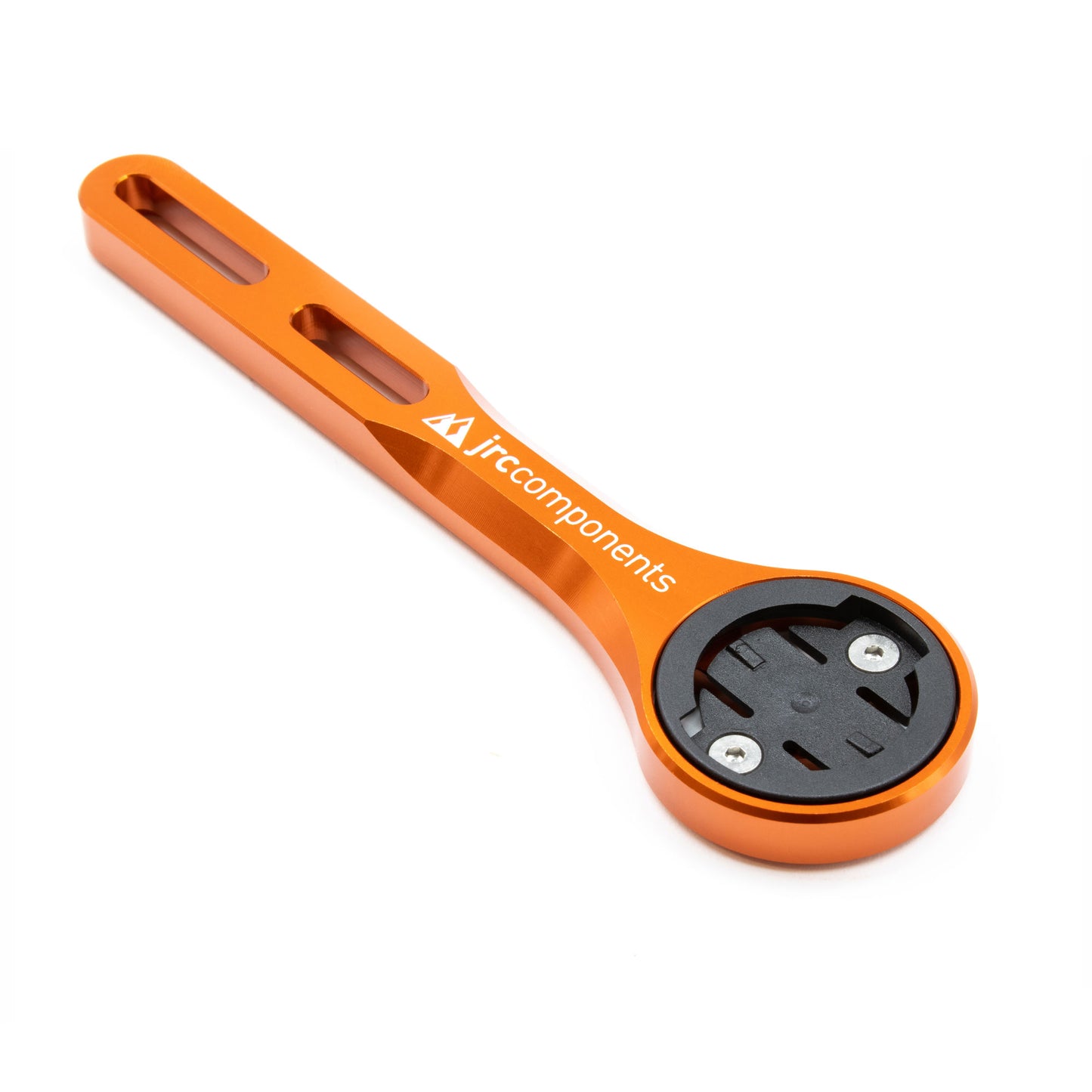 Orange, lightweight, aluminium integrated amplitude bicycle handlebar mount for Wahoo GPS computer
