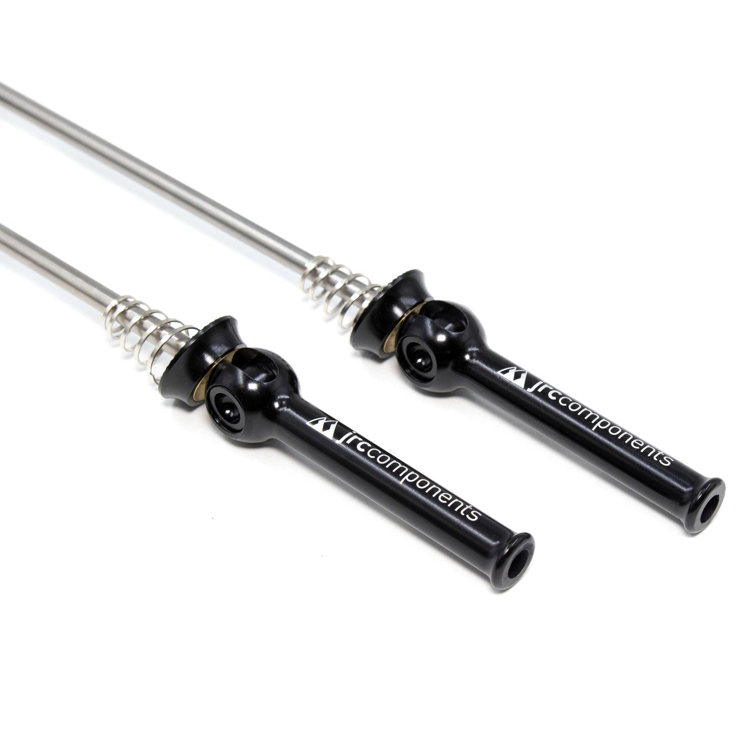 JRC Lightweight Bicycle Components Quick Release Skewers With Titanium Axel And Oversized  Hollowed Anodised Levers Set In Black