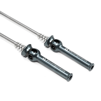 JRC Lightweight Bicycle Components Quick Release Skewers With Titanium Axel And Oversized  Hollowed Anodised Levers Set In Gunmetal