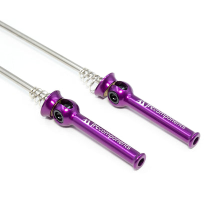 JRC Lightweight Bicycle Components Quick Release Skewers With Titanium Axel And Oversized  Hollowed Anodised Levers Set In Purple