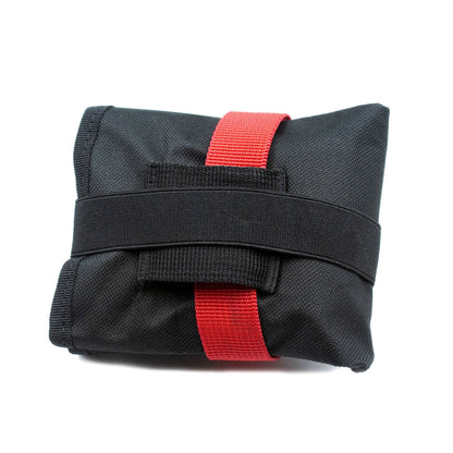 Bicycle saddle roll bag. Compact design with extra elasticated band for safety